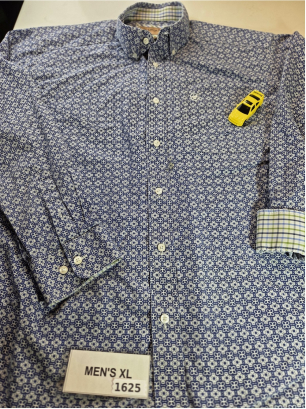 Ariat Wrinkle Free Ernest Classic Fit Blue Long Sleeve Shirt Men's XL #1625